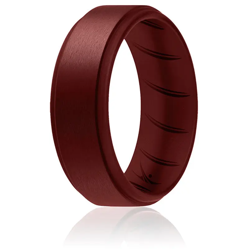 ROQ Silicone Wedding BR Step Ring Set - Basic-Bordo by ROQ for Men - 13 mm Ring