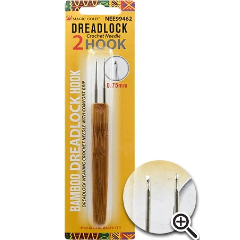 Magic Gold Bamboo Dreadlock Needle w/ Two Hooks #99462