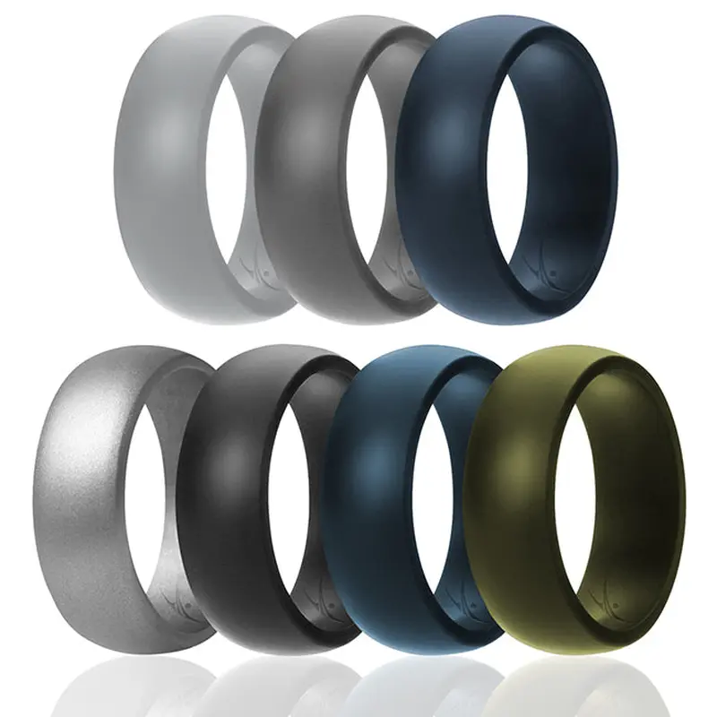 ROQ Silicone Wedding Solid Ring Set by ROQ for Men - 7 x 7 mm Ring