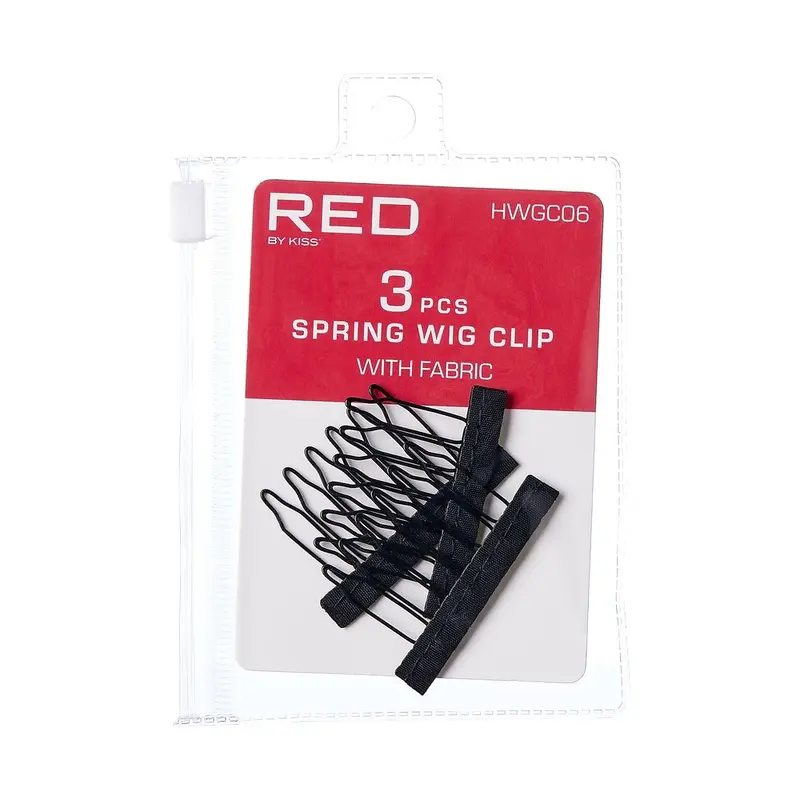 RED SPRING CLIP WITH FABRIC 3PCS - BLACK