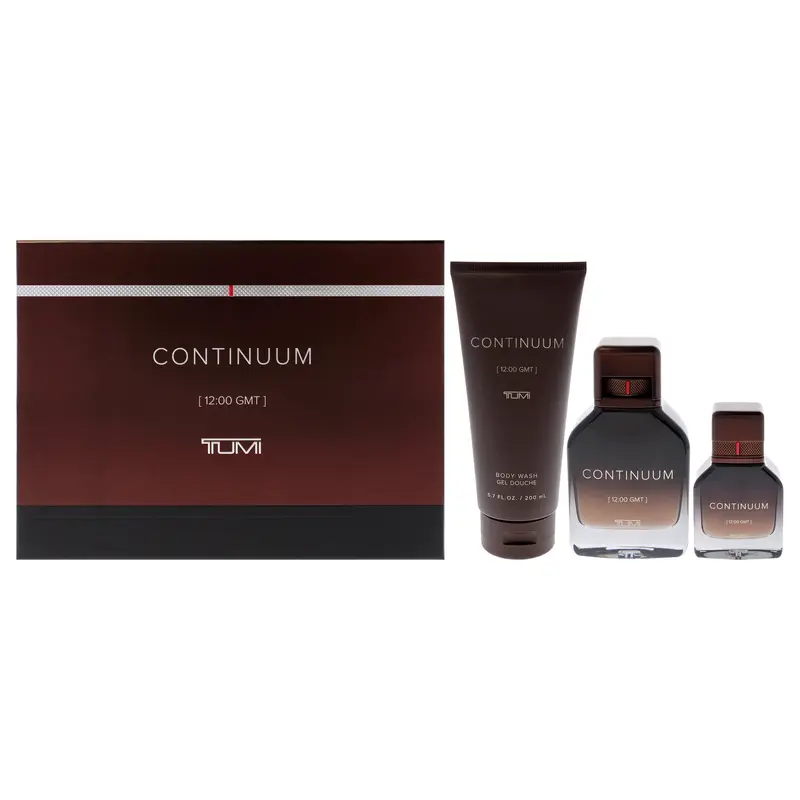 Tumi Continuum by Tumi for Men - 3 Pc Gift Set 3.4oz EDP Spray, 1oz EDP Spray, 6.7oz Body Wash