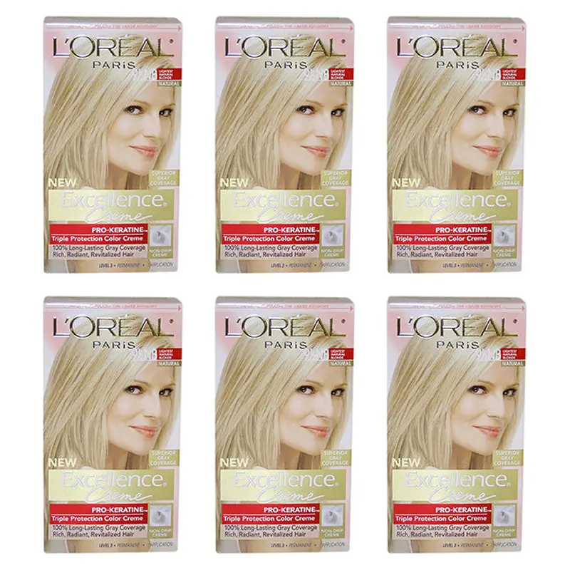 LOreal Paris Excellence Creme Pro - Keratine - 9.5 NB Lightest Natural Blonde - Natural by LOreal Paris for Unisex - 1 Application Hair Color - Pack of 6