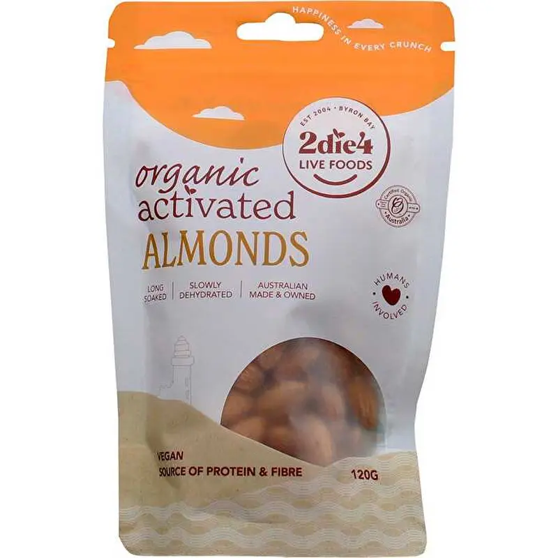 2die4 Live Foods Organic Activated Almonds 120g