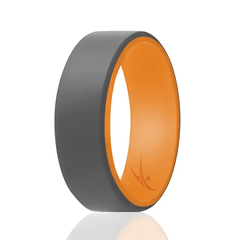 ROQ Silicone Wedding 2Layer Beveled 8mm Ring - Orange-Grey by ROQ for Men - 10 mm Ring