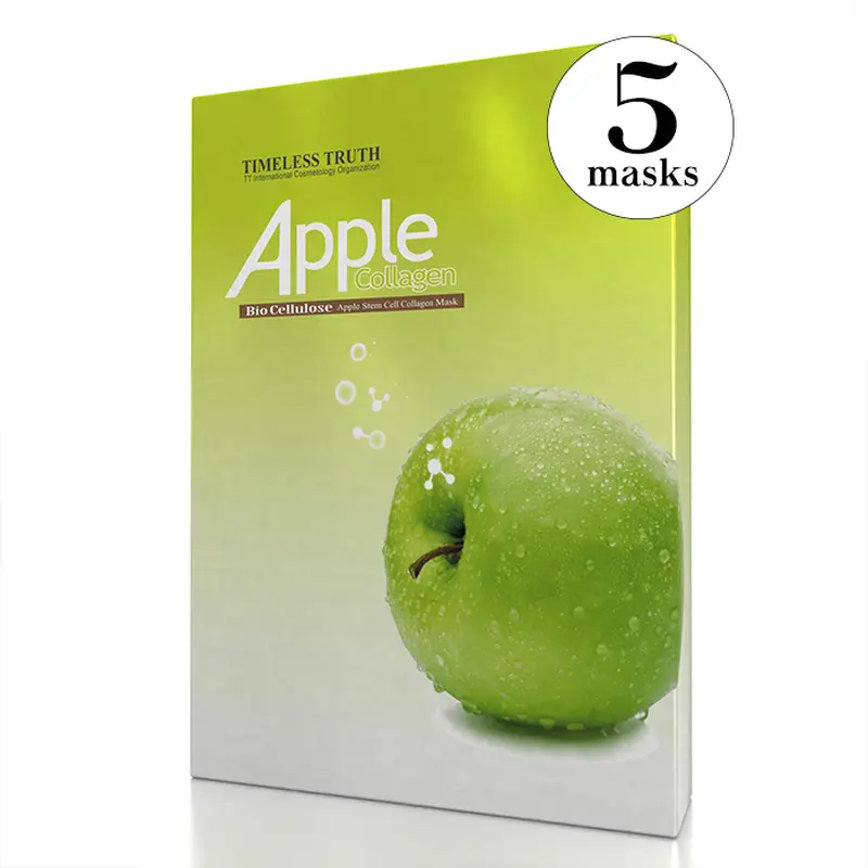 Timeless Truth Apple Stem Cell Collagen Mask - Bio Cellulose Face Mask (Value Pack of 5 Masks) 5 Masks