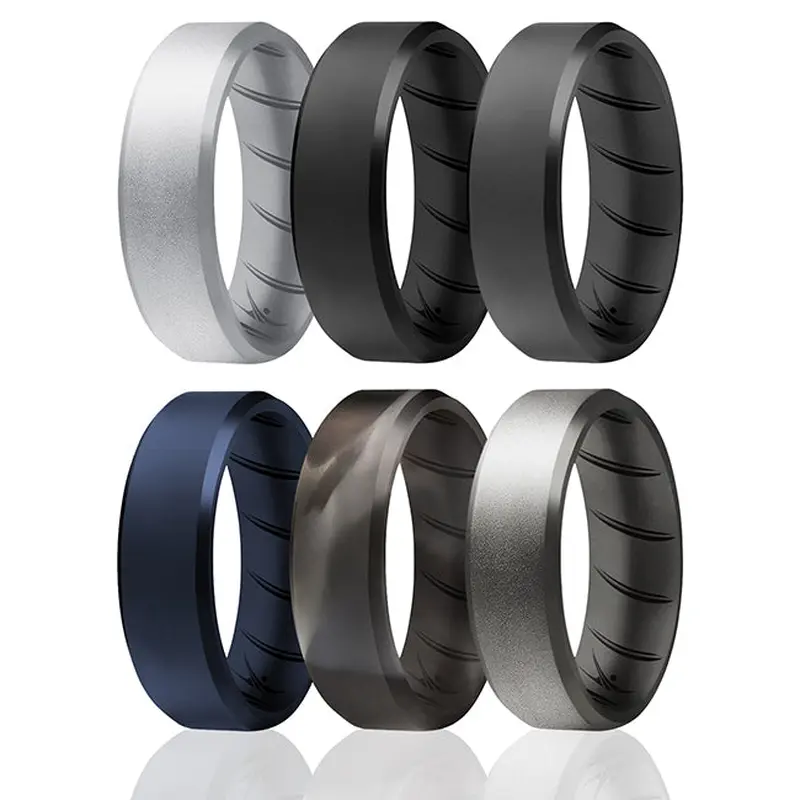 ROQ Silicone Wedding BR 8mm Ring Set - Basic-Metal by ROQ for Men - 6 x 8 mm Ring