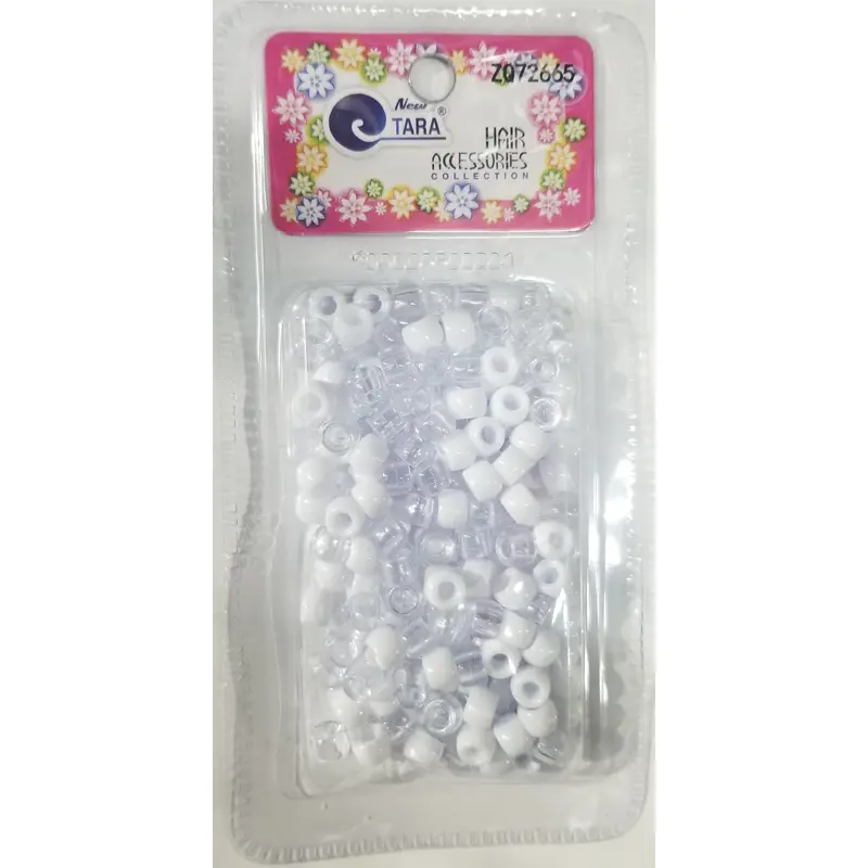 Tara Hair Beads -  Clear & White #ZQ72265
