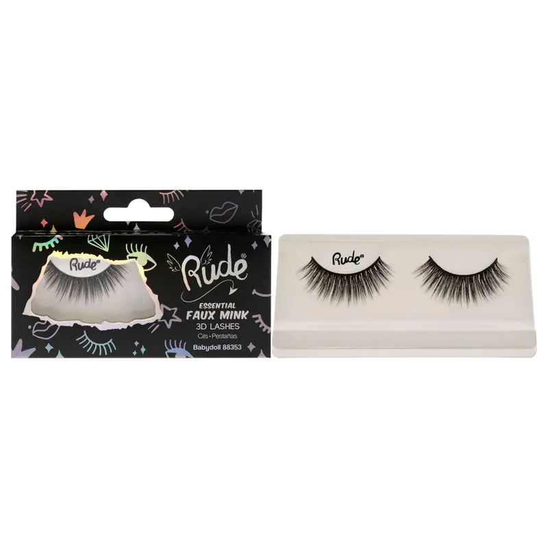 Rude Cosmetics Essential Faux Mink 3D Lashes - Babydoll by Rude Cosmetics for Women - 1 Pc Pair