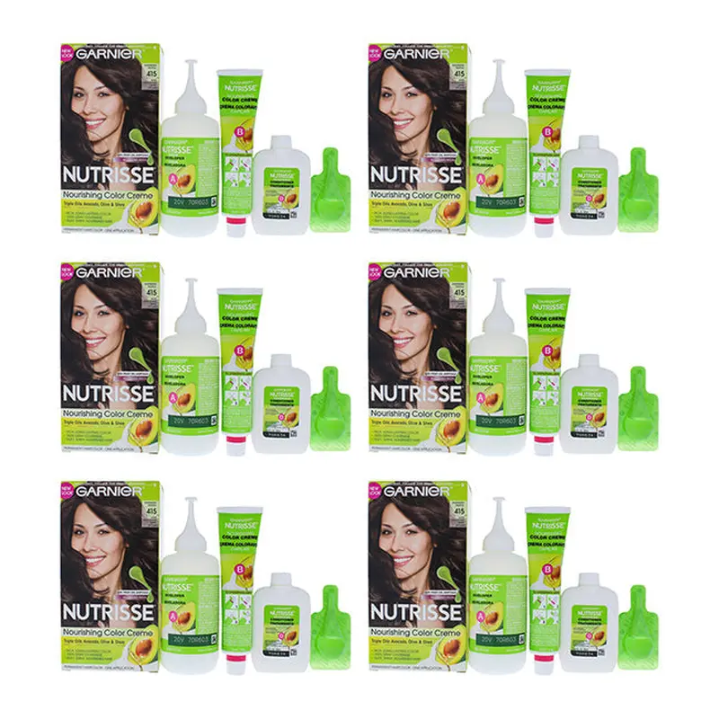 Garnier Nutrisse Nourishing Color Creme - 415 Soft Mahogany Dark Brown by Garnier for Unisex - 1 Application Hair Color - Pack of 6
