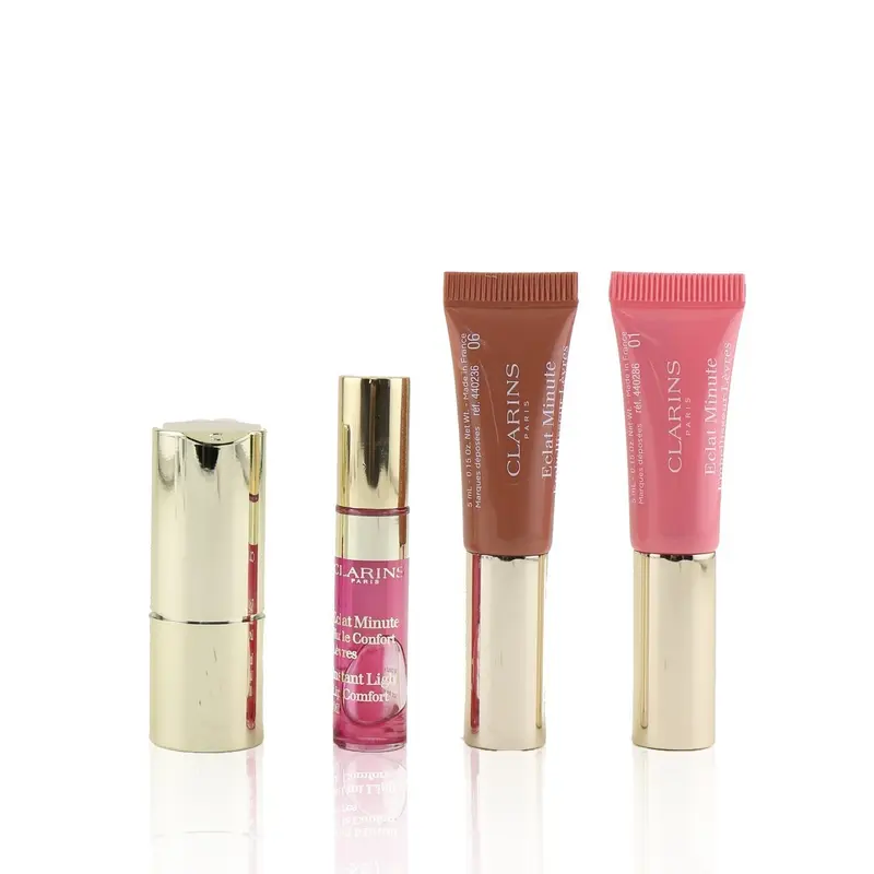 Clarins Love Your Lips Collection (2x Lip Perfector, 1x Lipstick, 1x Lip Comfort Oil)  4pcs