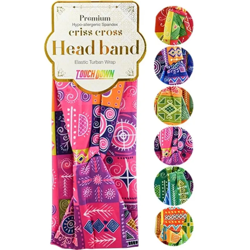 Touch Down Premium Cris Cross Head Band - African Art - Dollar Deals