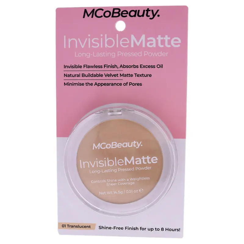 MCoBeauty Invisible Matte Long-Lasting Pressed Powder - 01 Translucent by MCoBeauty for Women - 0.51 oz Powder
