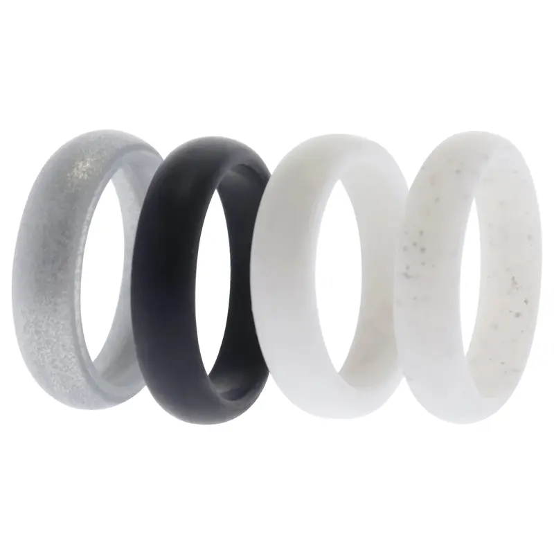 ROQ Silicone Wedding Ring Set - Black-White by ROQ for Women - 4 x 9 mm Ring