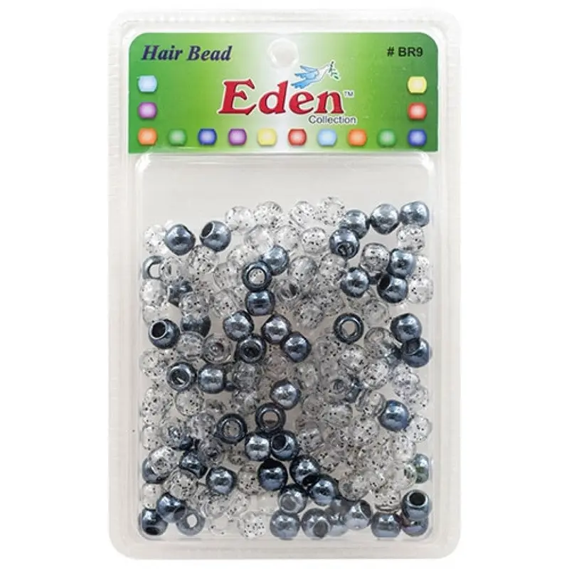 Eden Medium Hair Beads Jumbo Pack - Metalic Black w/Glitter #BR9TBLA