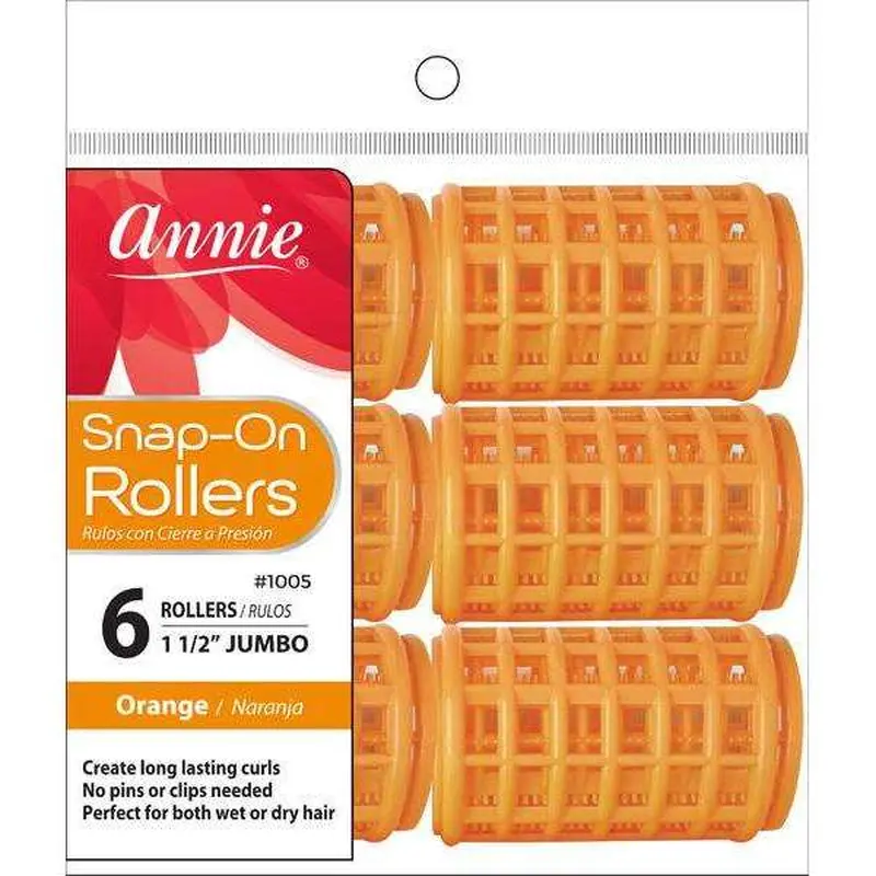 Annie #1005 Snap-On Rollers Size Jumbo 6 ct Orange