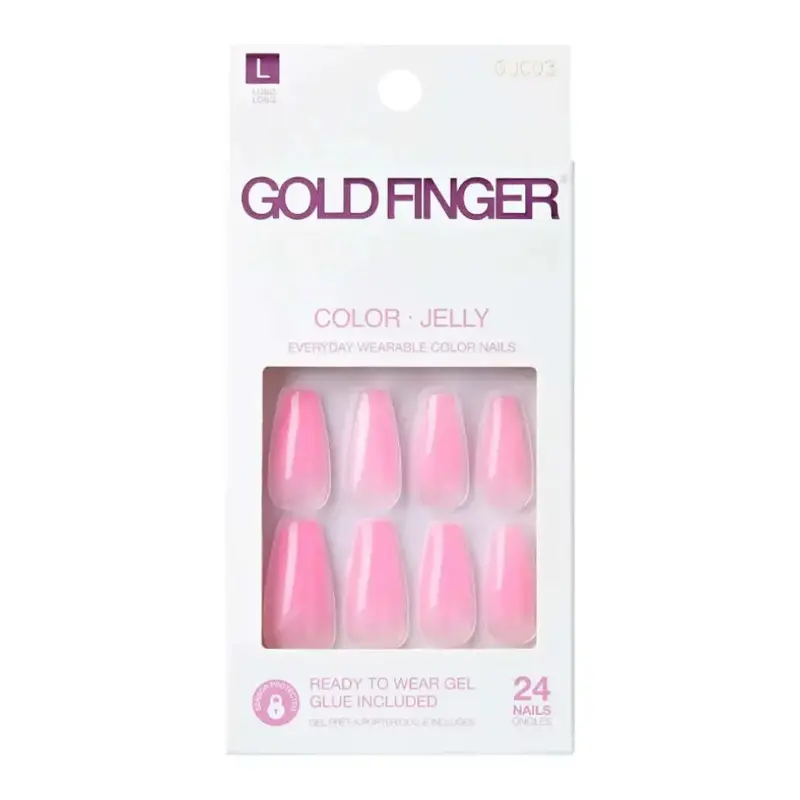 Gold Finger Jelly Color Nails - Bubble Gum