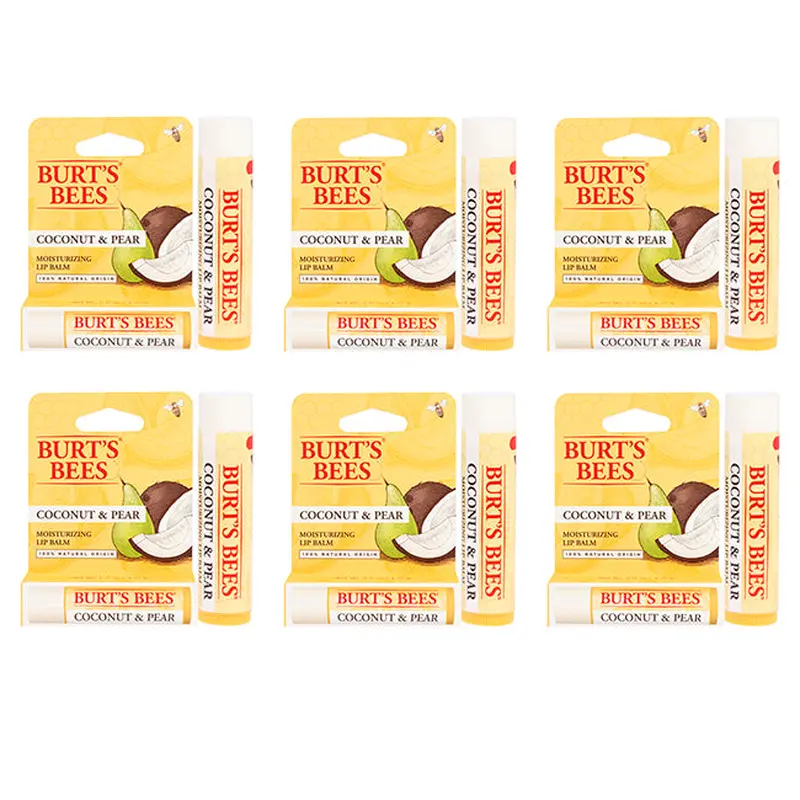 Burts Bees Coconut and Pear Moisturizing Lip Balm Blister by Burts Bees for Unisex - 0.15 oz Lip Balm - Pack of 6