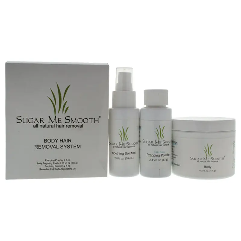 Sugar Me Smooth Body Hair Removal System Kit by Sugar Me Smooth for Unisex - 5 Pc Kit 6.2oz Body Sugaring Paste, 2.4oz Prepping Powder, 2oz Soothing Solution, 2 Reusable Full Body Applicators