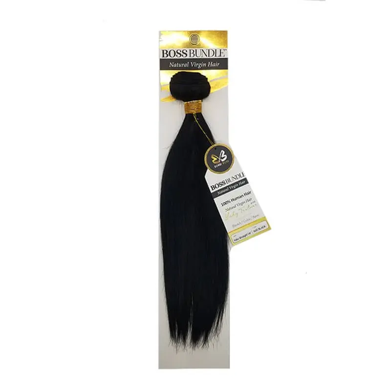 Bobbi Boss Gold Level Boss Bundle Yaky Straight Natural Virgin Weft Hair 14"