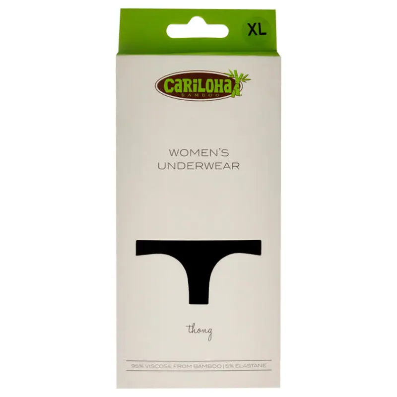 Cariloha Bamboo Lace Thong - Black by Cariloha for Women - 1 Pc Underwear (XL)