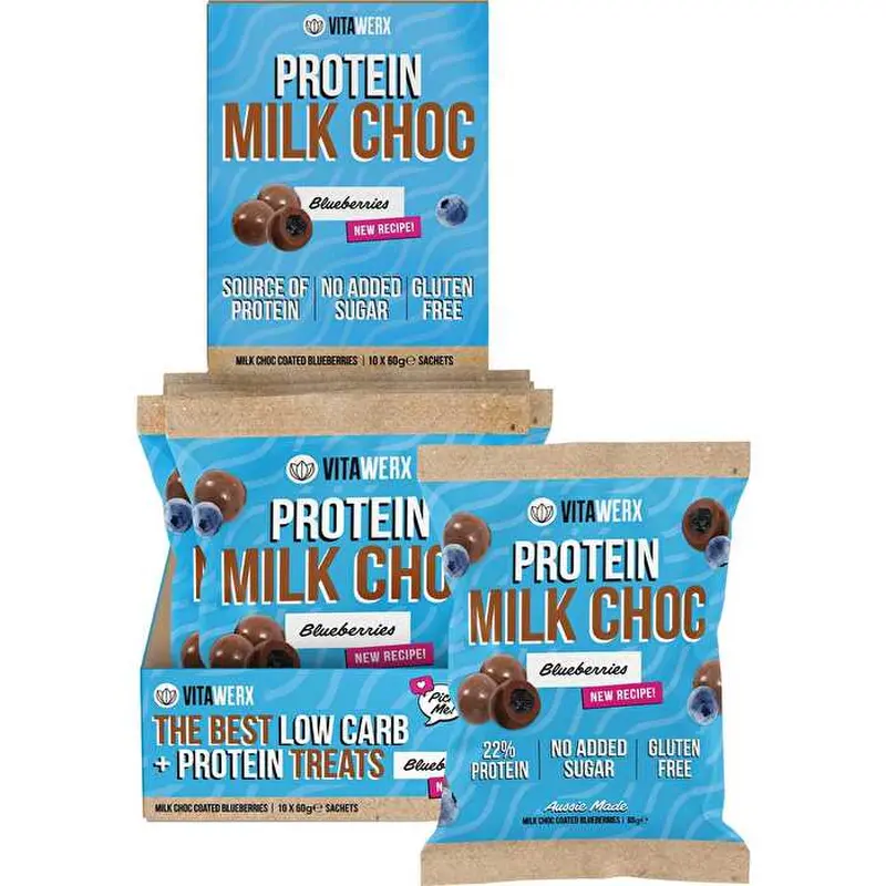 Vitawerx Milk Choc Coated Blueberries 10x60g
