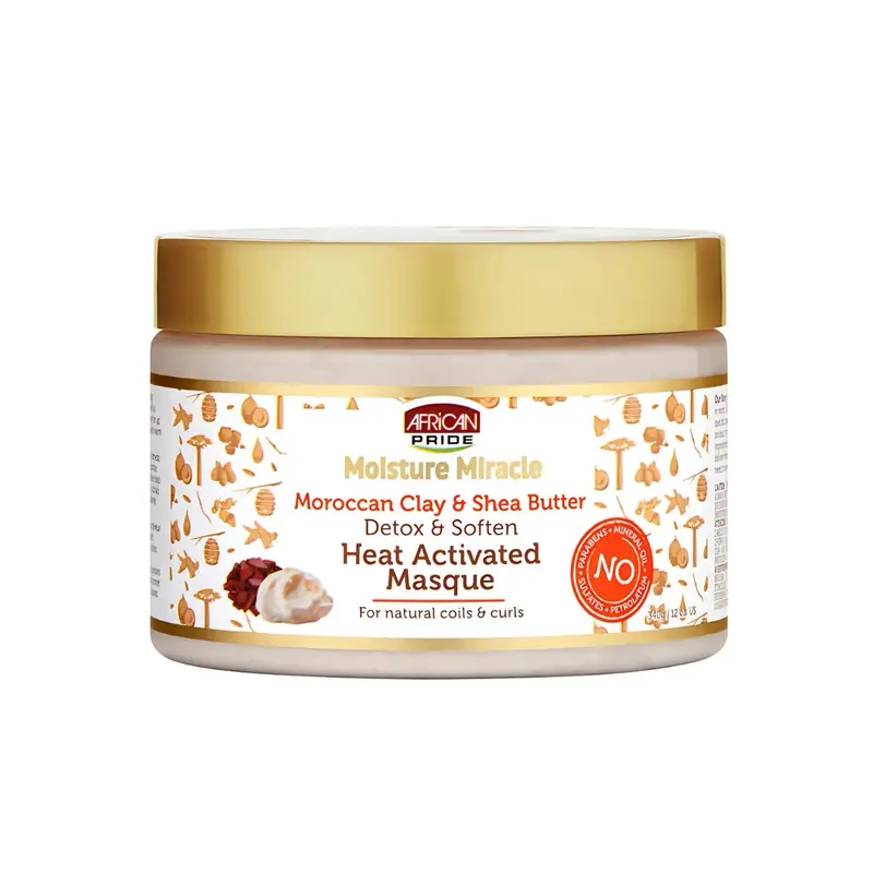 African Pride Moisture Miracle Moroccan Clay & Shea Butter Heat Activated Masque - 12 oz