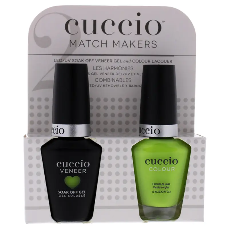 Cuccio Match Makers Set - Wow The World by Cuccio for Women - 2 Pc 0.44oz Veneer Soak Of Gel Nail Polish, 0.43oz Colour Nail Polish