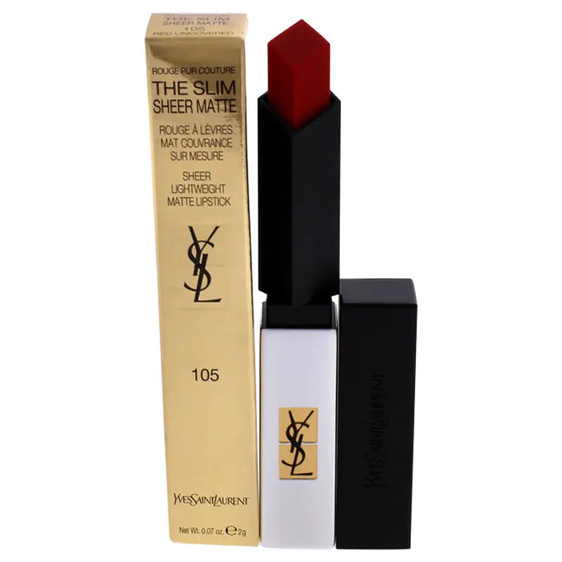 Yves Saint Laurent Rouge Pur Couture The Slim Sheer Matte Lipstick - 105 Red Uncovered by Yves Saint Laurent for Women - 0.07 oz Lipstick