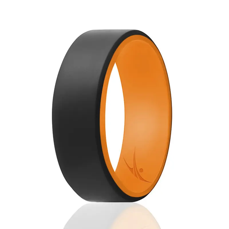 ROQ Silicone Wedding 2Layer Beveled 8mm Ring - Orange-Black by ROQ for Men - 11 mm Ring