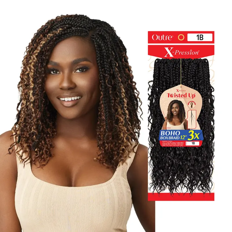 Outre X-pression Twisted Up Boho Box Braid 3X's Pack Crochet Hair - 12"
