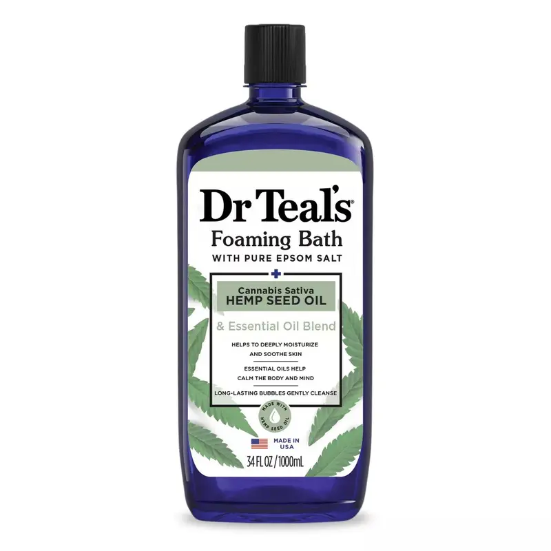 Dr Teal's Foaming Bath with Pure Epsom Salt Cannabis Sativa Hemp Seed Oil - 34 oz