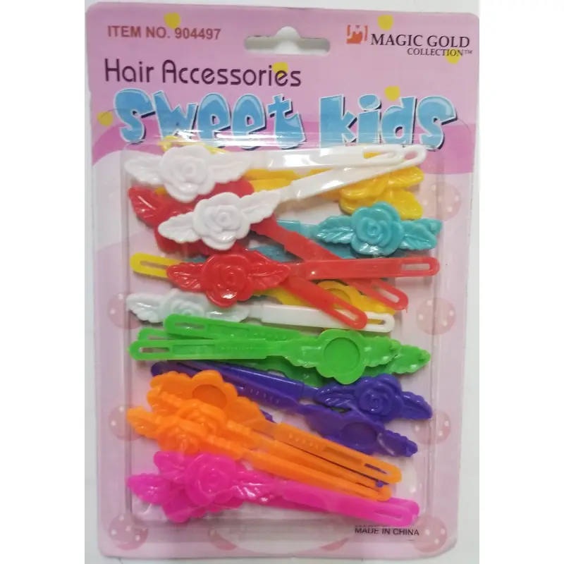 Magic Gold Hair Barrettes - Flowers Assorted #BRT2016