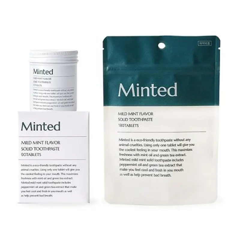Minted Mild Mint Flavor Solid Toothpaste 90 / 180 Tablets