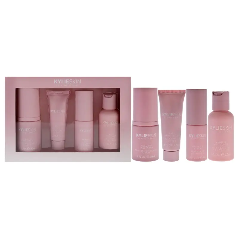 Kylie Cosmetics KylieSkin Set by Kylie Cosmetics for Women - 4 Pc 1oz Foaming Face Wash, 0.5oz Face Moisturizer, 0.3oz Vitamin C Serum, 1oz Vanilla Milk Toner
