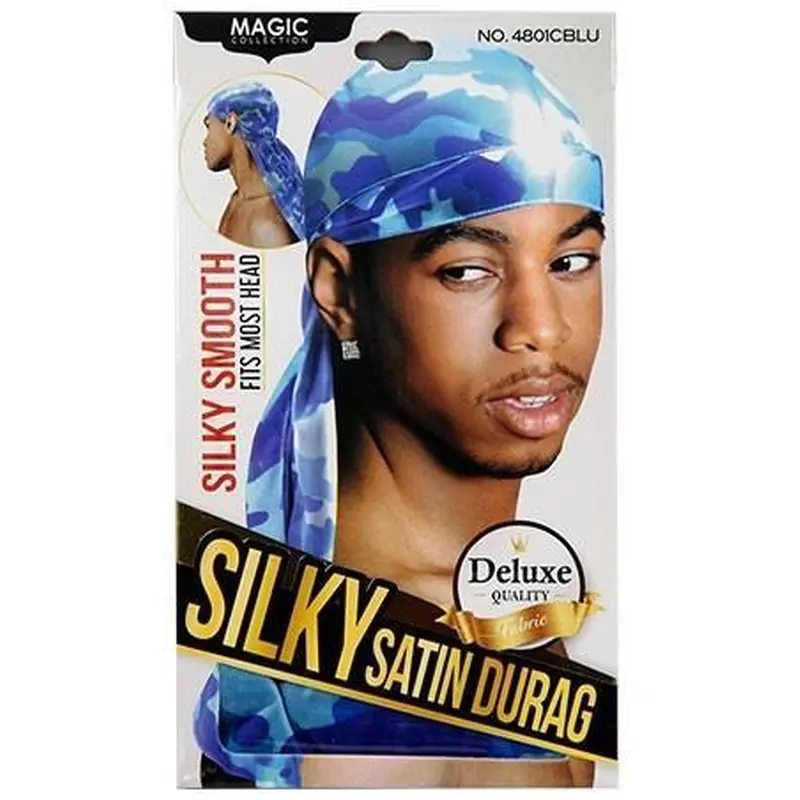 Magic Collection Silky Satin Durag #4801 Camo Blue - Dollar Deals