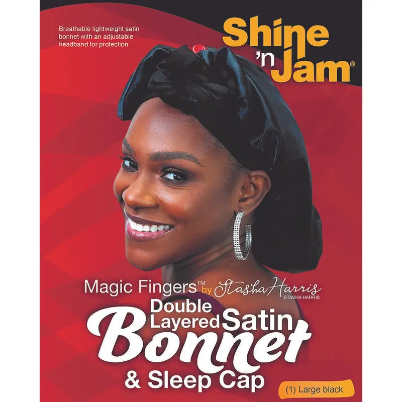 Shine 'n Jam Magic Fingers Double Layered Satin Bonnet & Sleep Cap