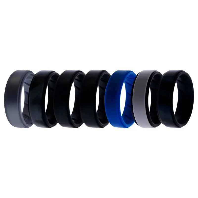 ROQ Silicone Wedding BR Step Ring Set - Metal by ROQ for Men - 7 x 11 mm Ring