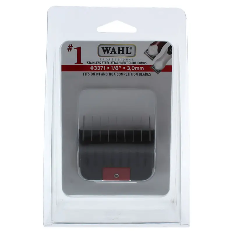 WAHL Professional Stainless Steel Attachment Comb - # 1 For Cuts 1/8 Black by WAHL Professional for Men - 1 Pc Comb