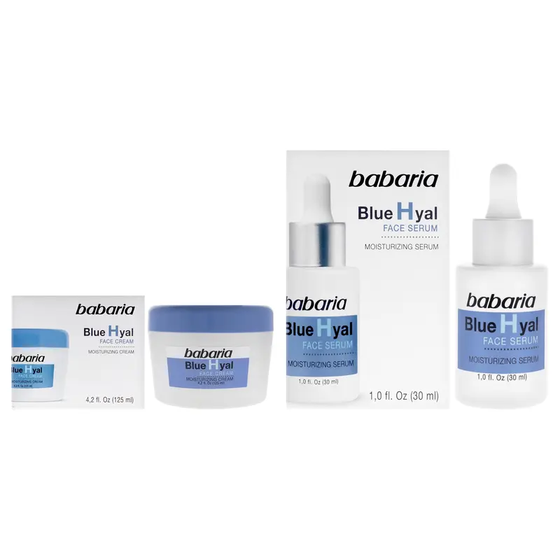 Babaria Blue Hyal Face Kit by Babaria for Unisex - 2 Pc Kit 1oz Serum, 4.2oz Cream