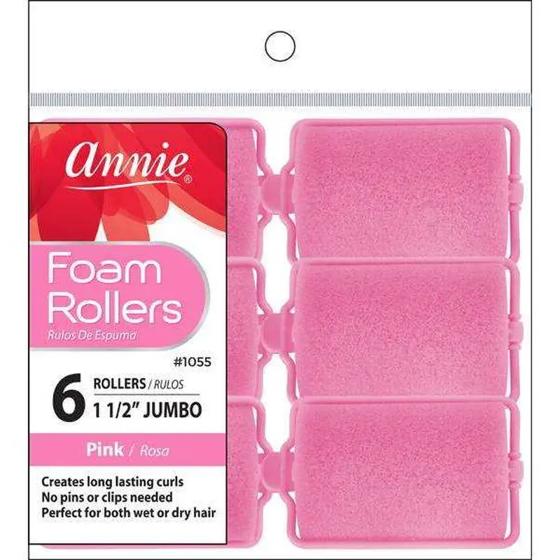 Annie #1055 Foam Rollers Jumbo 6 ct Pink