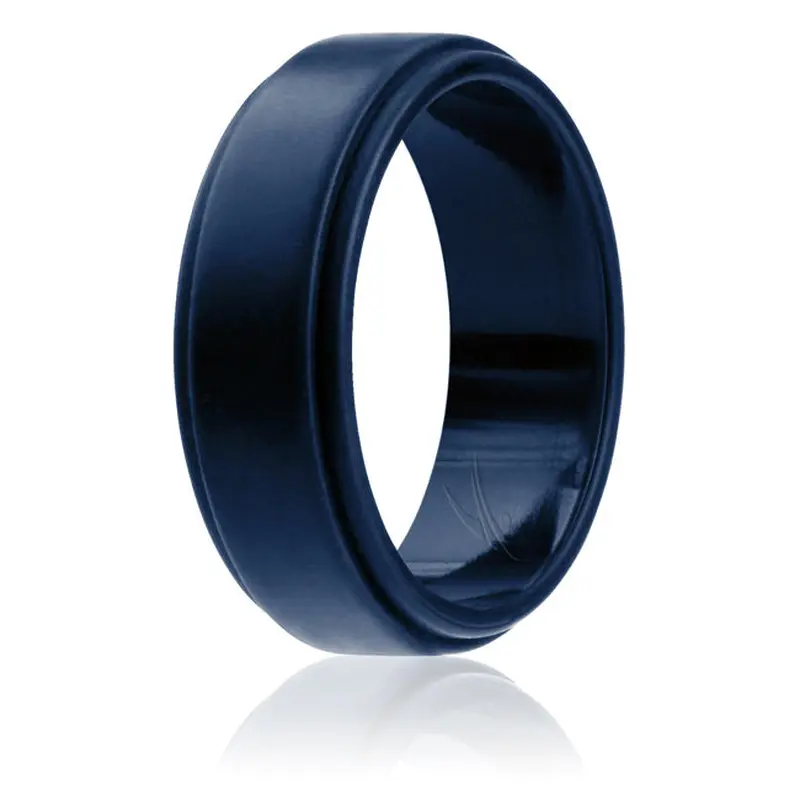 ROQ Silicone Wedding Ring - Step Edge Style - Blue by ROQ for Men - 14 mm Ring