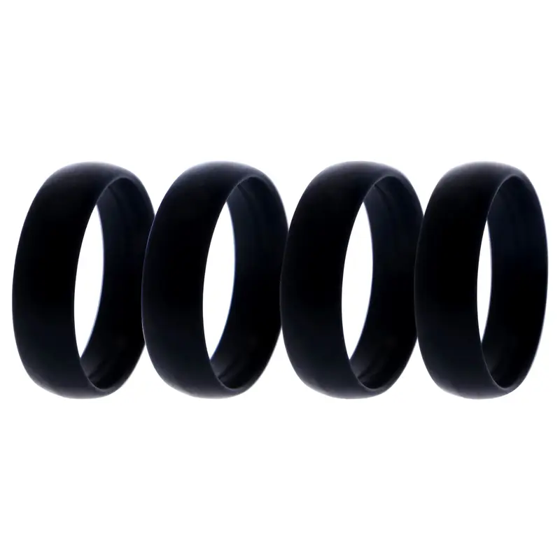 ROQ Silicone Wedding 6mm Smooth Ring Set - 4 Black by ROQ for Men - 4 x 9 mm Ring