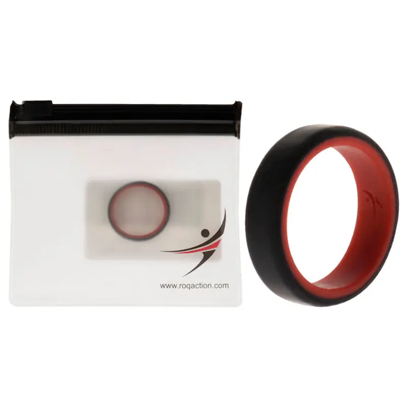 ROQ Silicone Wedding 6mm Brush 2Layer Ring - Red-Black by ROQ for Men - 8 mm Ring