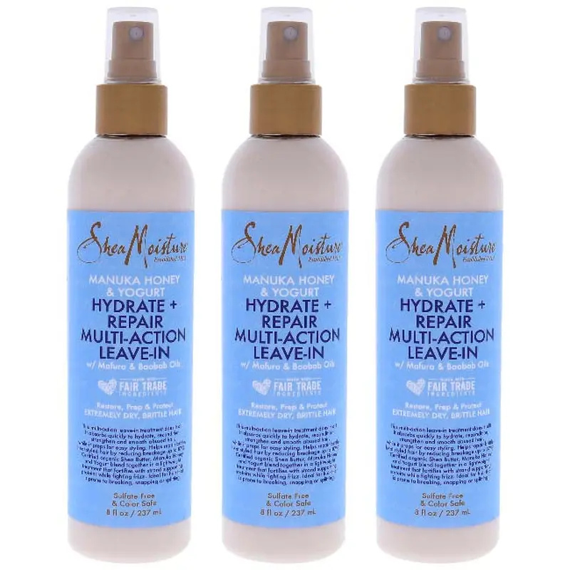 Shea Moisture Manuka Honey and Yogurt Hydrate Plus Repair Multi-Action Leave-In by Shea Moisture for Unisex - 8 oz Treatment - Pack of 3