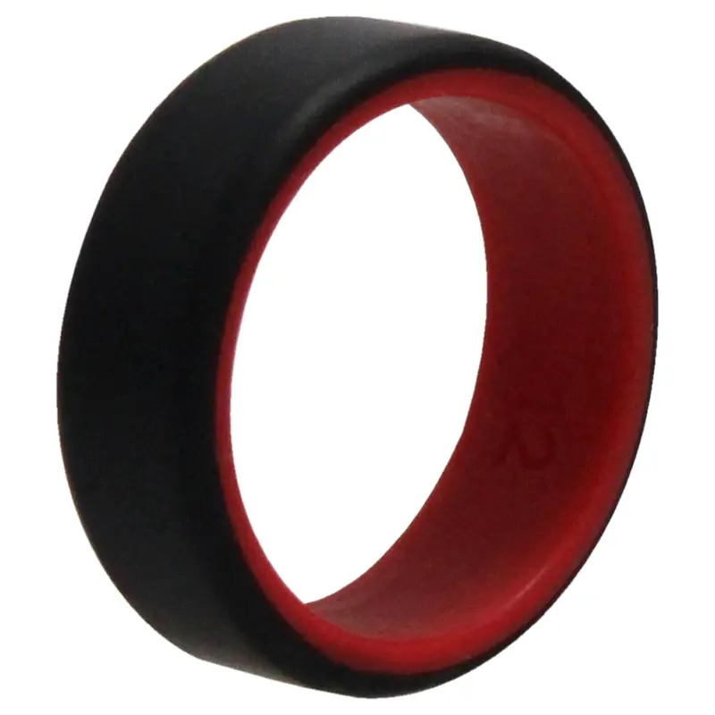ROQ Silicone Wedding 2Layer Beveled 8mm Ring - Red-Black by ROQ for Men - 12 mm Ring