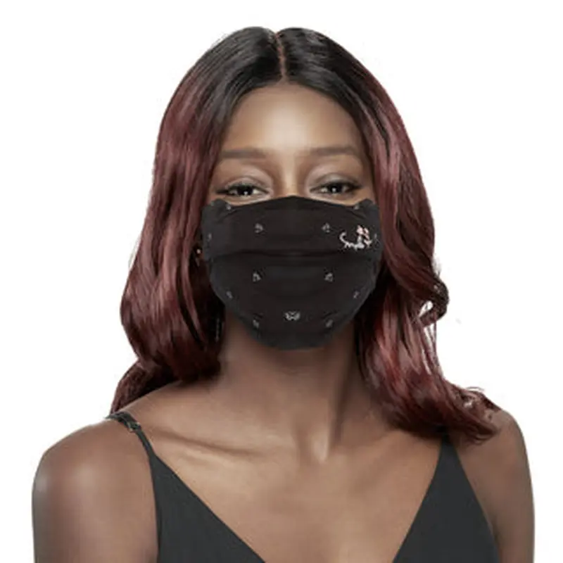 KIM & C Fashion Embroidery Mask (Black)