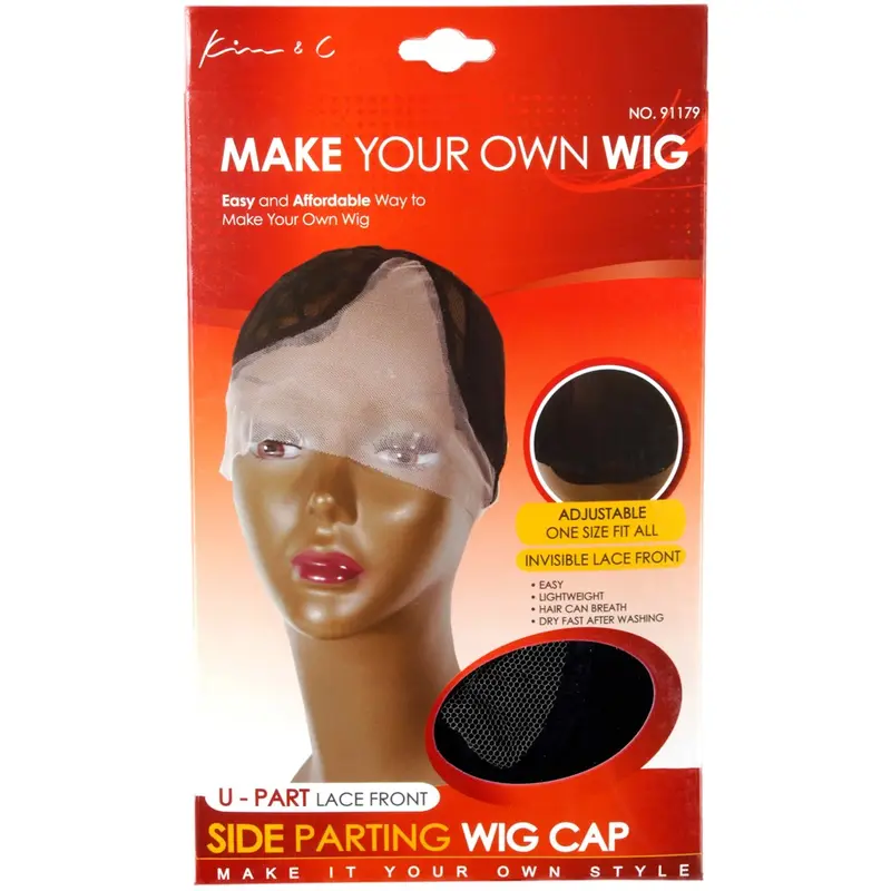 U-Part Lace Front Side Parting Wig Cap #91179 Black
