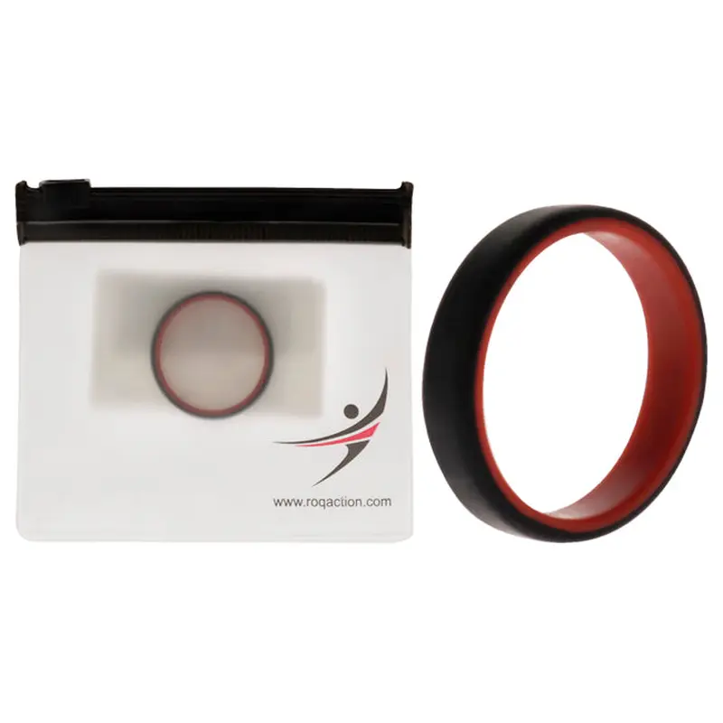 ROQ Silicone Wedding 6mm Brush 2Layer Ring - Red-Black by ROQ for Men - 14 mm Ring