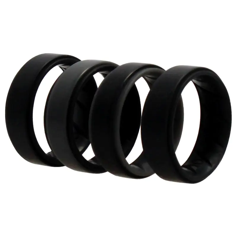 ROQ Silicone Wedding BR Step Ring Set - Black by ROQ for Men - 4 x 10 mm Ring