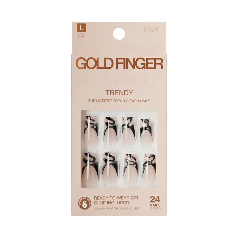 Gold Finger Gel Glam Nails Trendy